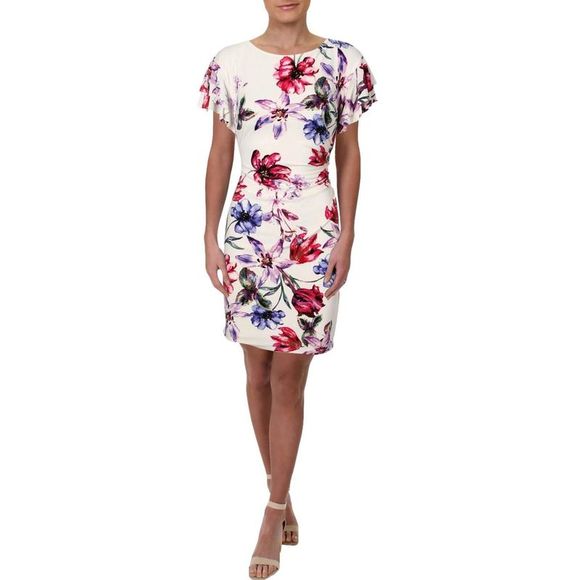 LAUREN RALPH LAUREN Womens Petite Jersey Floral Cocktail Dress 0 Petite - Picture 3 of 4
